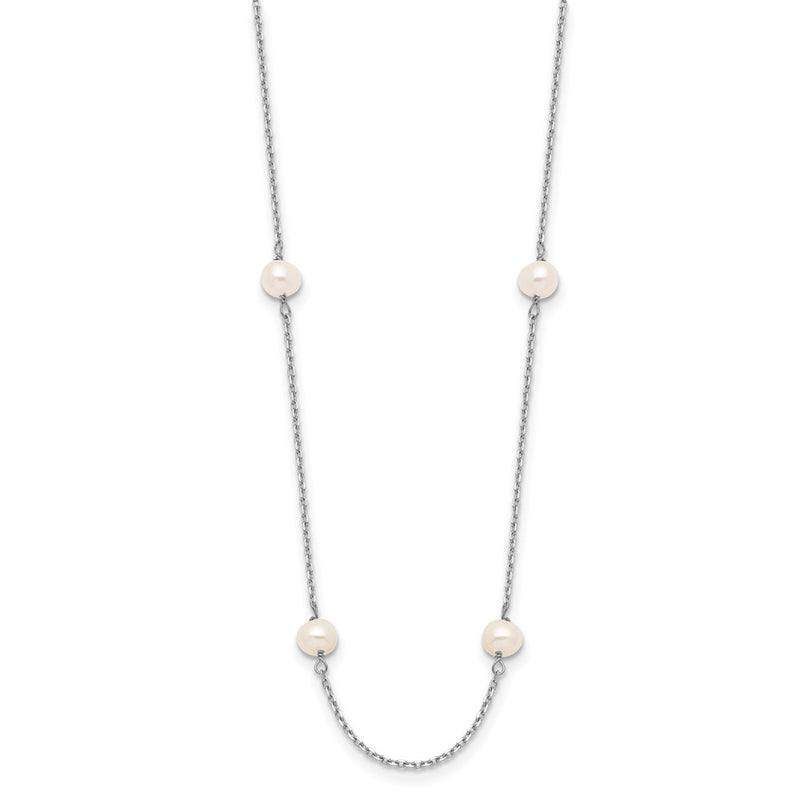 14K White Gold Wg 4-5mm Near Round Fw Cultured Pearl 8-Station Necklace