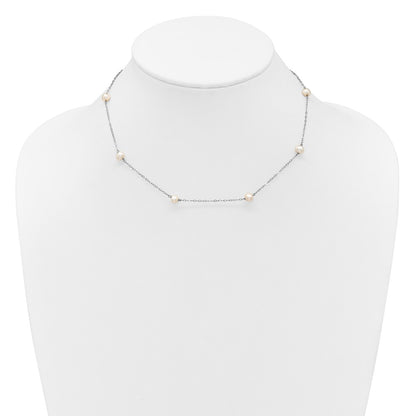 14K White Gold Wg 4-5mm Near Round Fw Cultured Pearl 8-Station Necklace