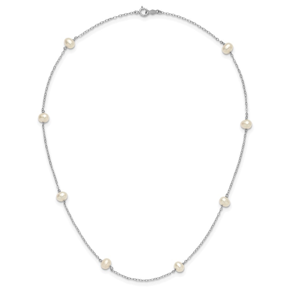 14K White Gold Wg 4-5mm Near Round Fw Cultured Pearl 8-Station Necklace