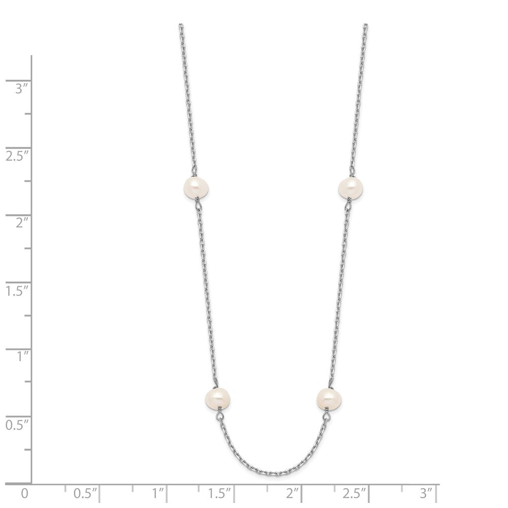 14K White Gold Wg 4-5mm Near Round Fw Cultured Pearl 8-Station Necklace