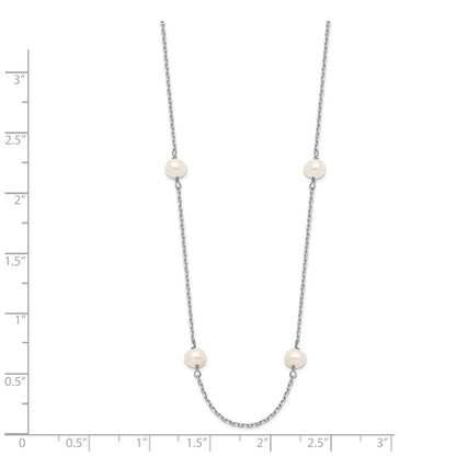 14K White Gold Wg 4-5mm Near Round Fw Cultured Pearl 8-Station Necklace
