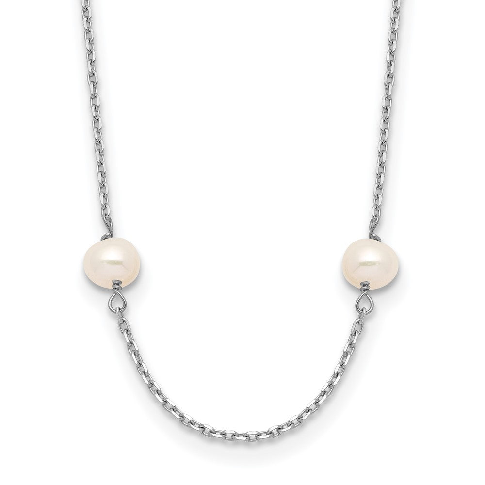 14K White Gold Wg 4-5mm Near Round Fw Cultured Pearl 8-Station Necklace