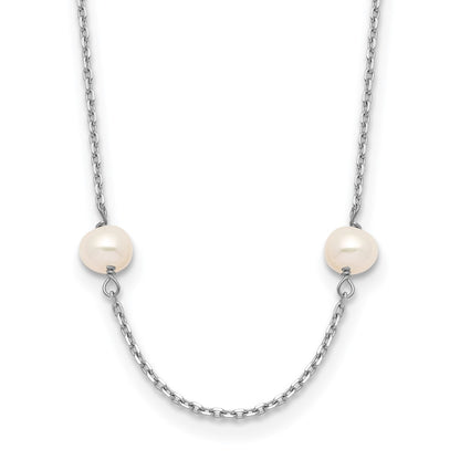 14K White Gold Wg 4-5mm Near Round Fw Cultured Pearl 8-Station Necklace