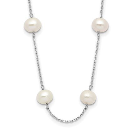 14K White Gold 6-7mm Round Fw Cultured Pearl 12-Station Necklace