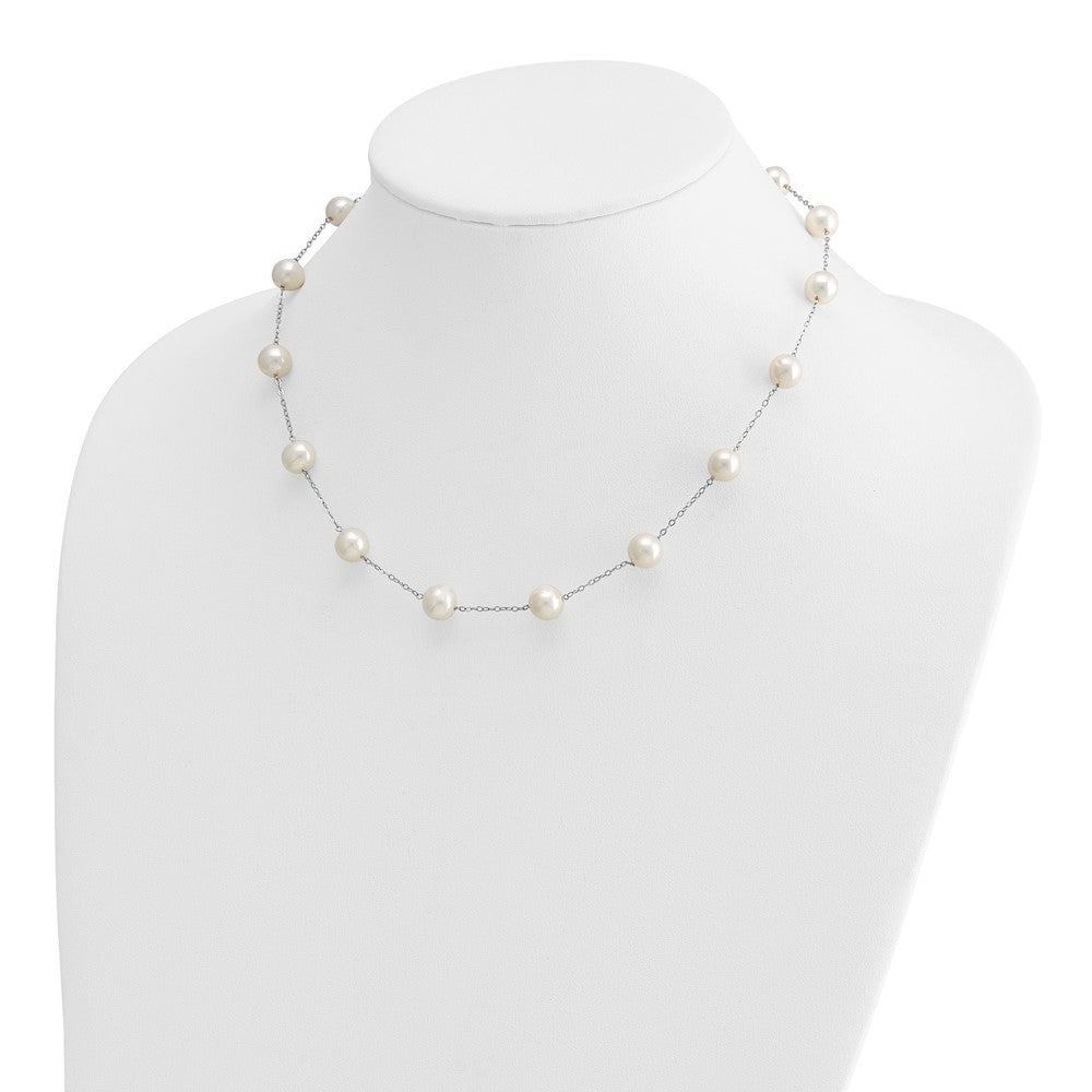 14K White Gold 8-9mm Freshwater Cultured Pearl 14-Station Necklace