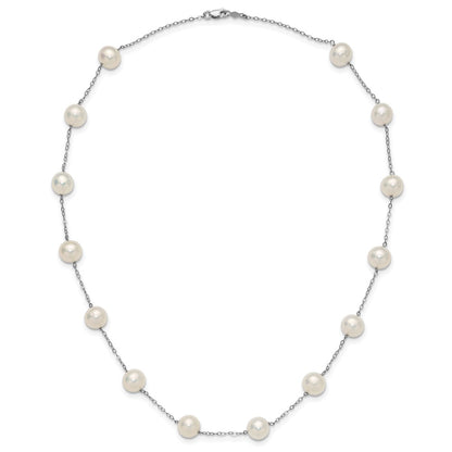 14K White Gold 8-9mm Freshwater Cultured Pearl 14-Station Necklace