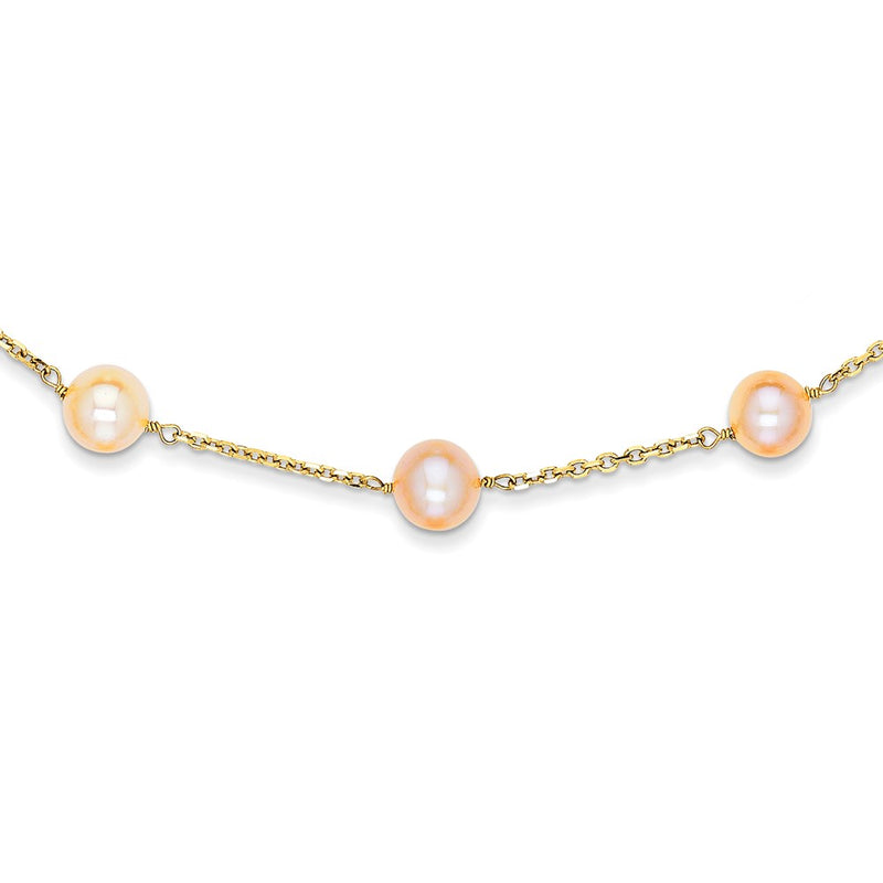 14K Yellow Gold Cream Color Fw Cultured Pearl Necklace