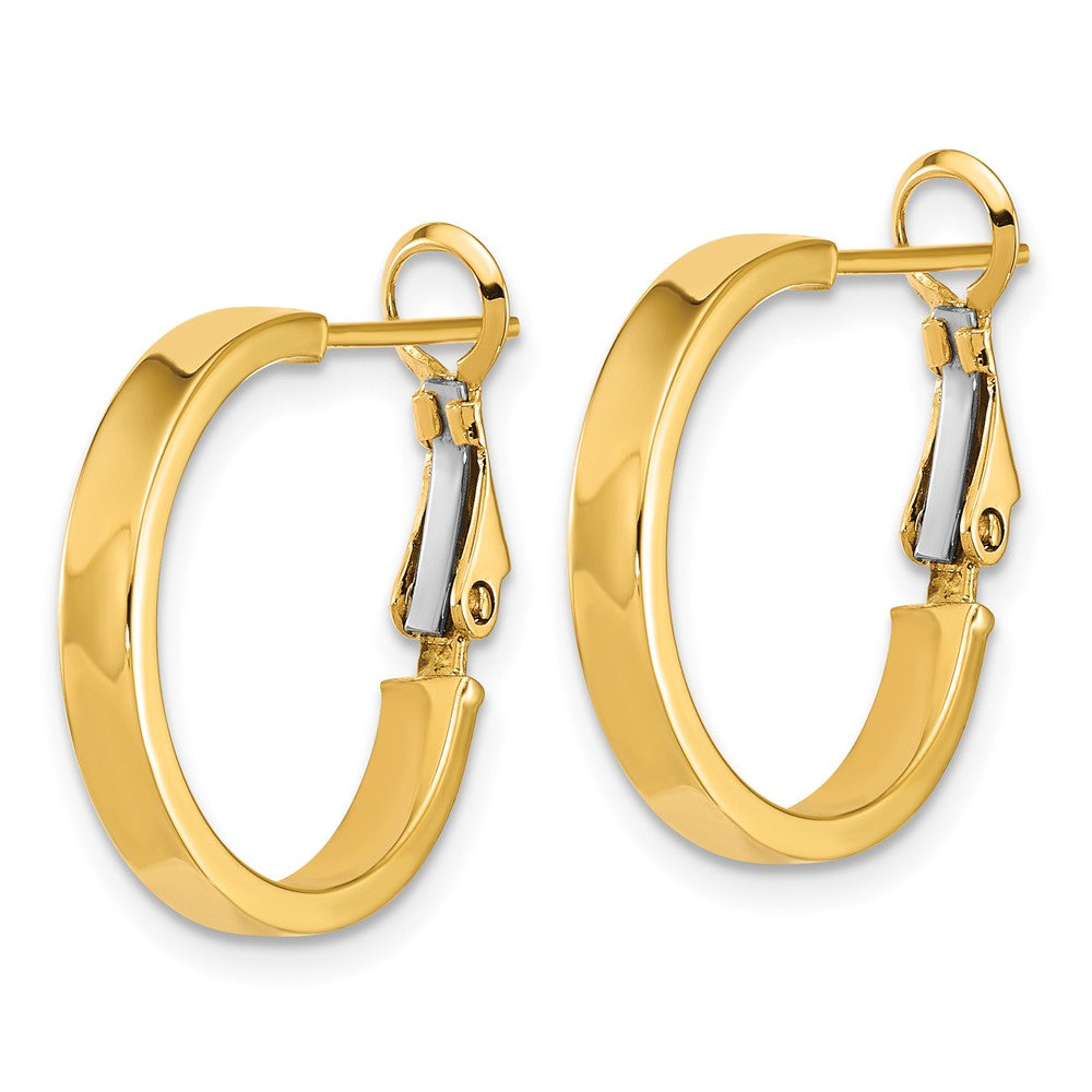 14K Yellow Gold 3mm Polished Square Tube Round Hoop Earrings
