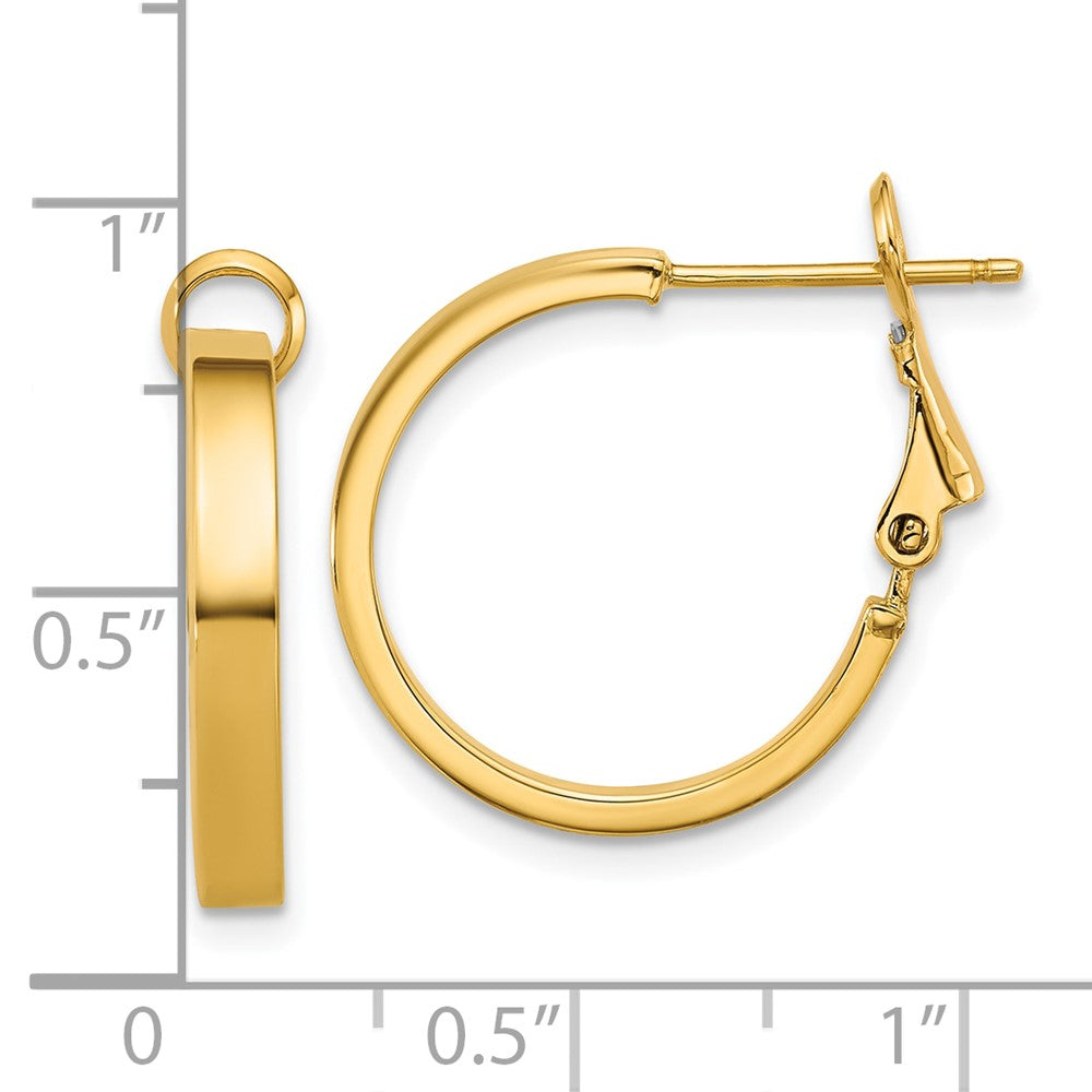 14K Yellow Gold 3mm Polished Square Tube Round Hoop Earrings
