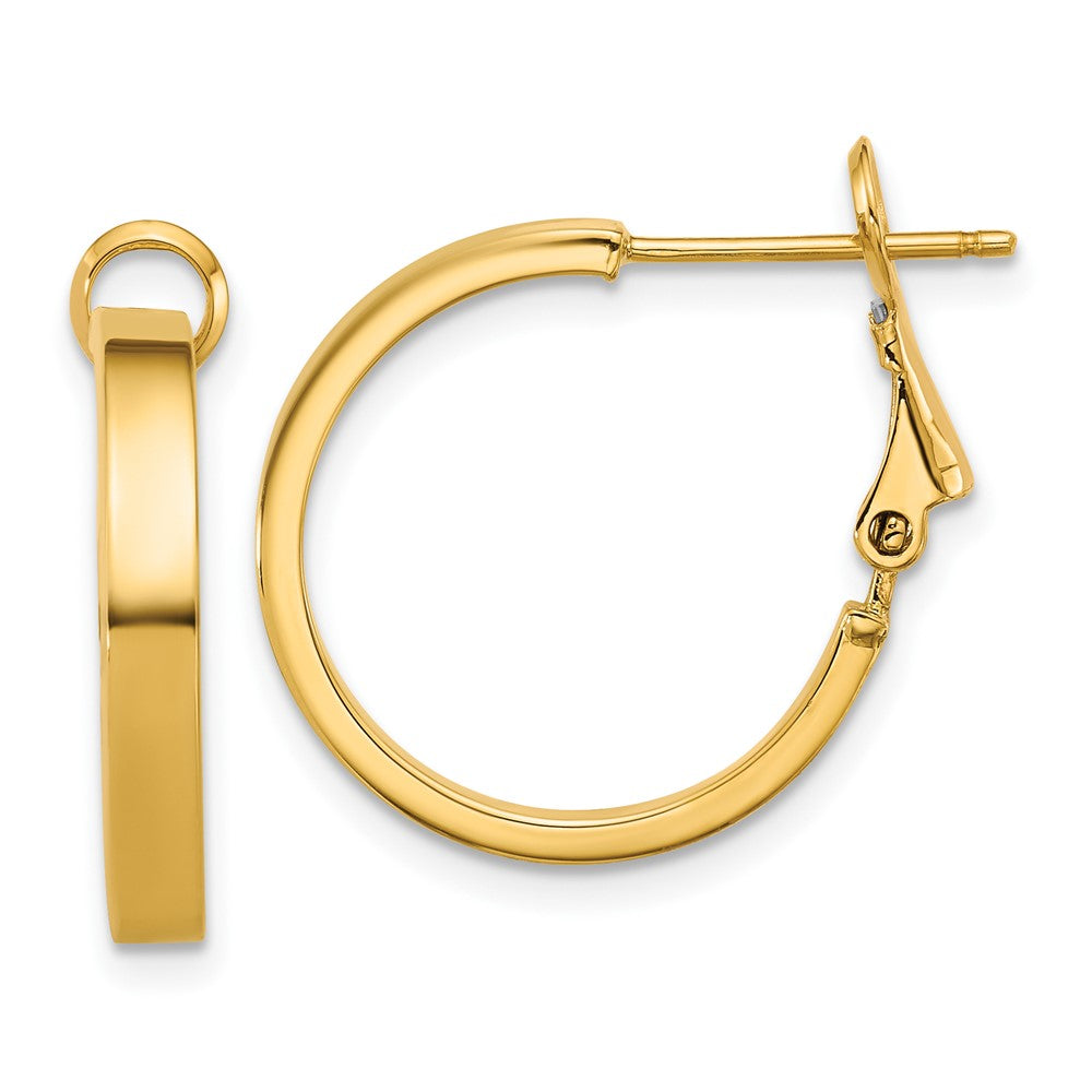14K Yellow Gold 3mm Polished Square Tube Round Hoop Earrings