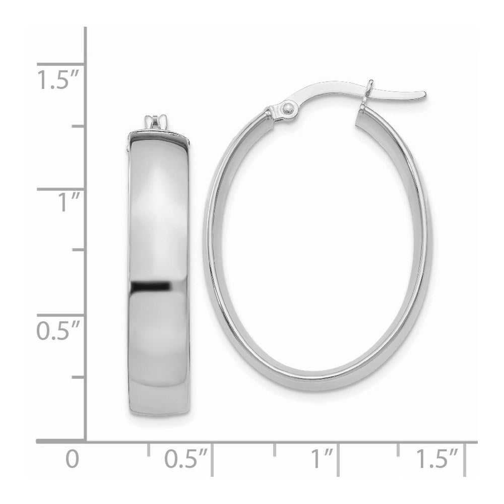 14K White Gold 5.75mm Polished Oval Hoop Earrings
