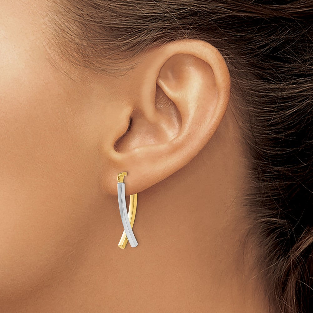 14K Two-Tone Hinged Tube Earrings