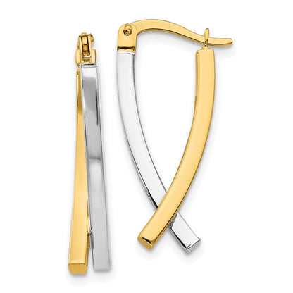 14K Two-Tone Hinged Tube Earrings
