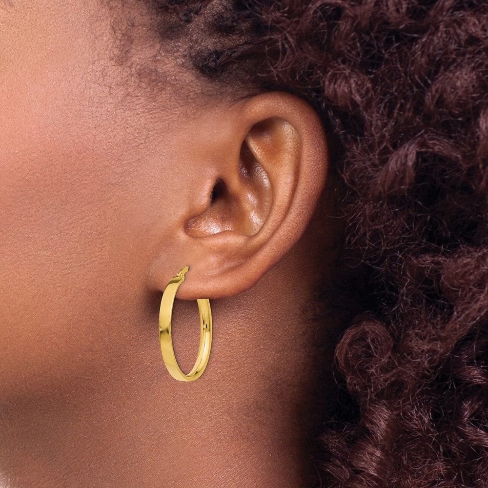 14K Yellow Gold 3mm Medium Hoop Earrings