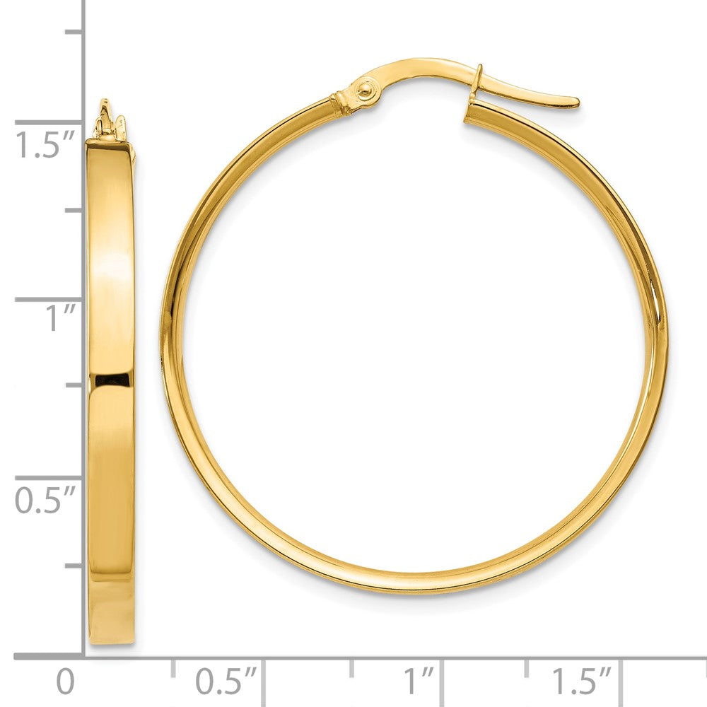 14K Yellow Gold 3mm Xl Hoop Earrings