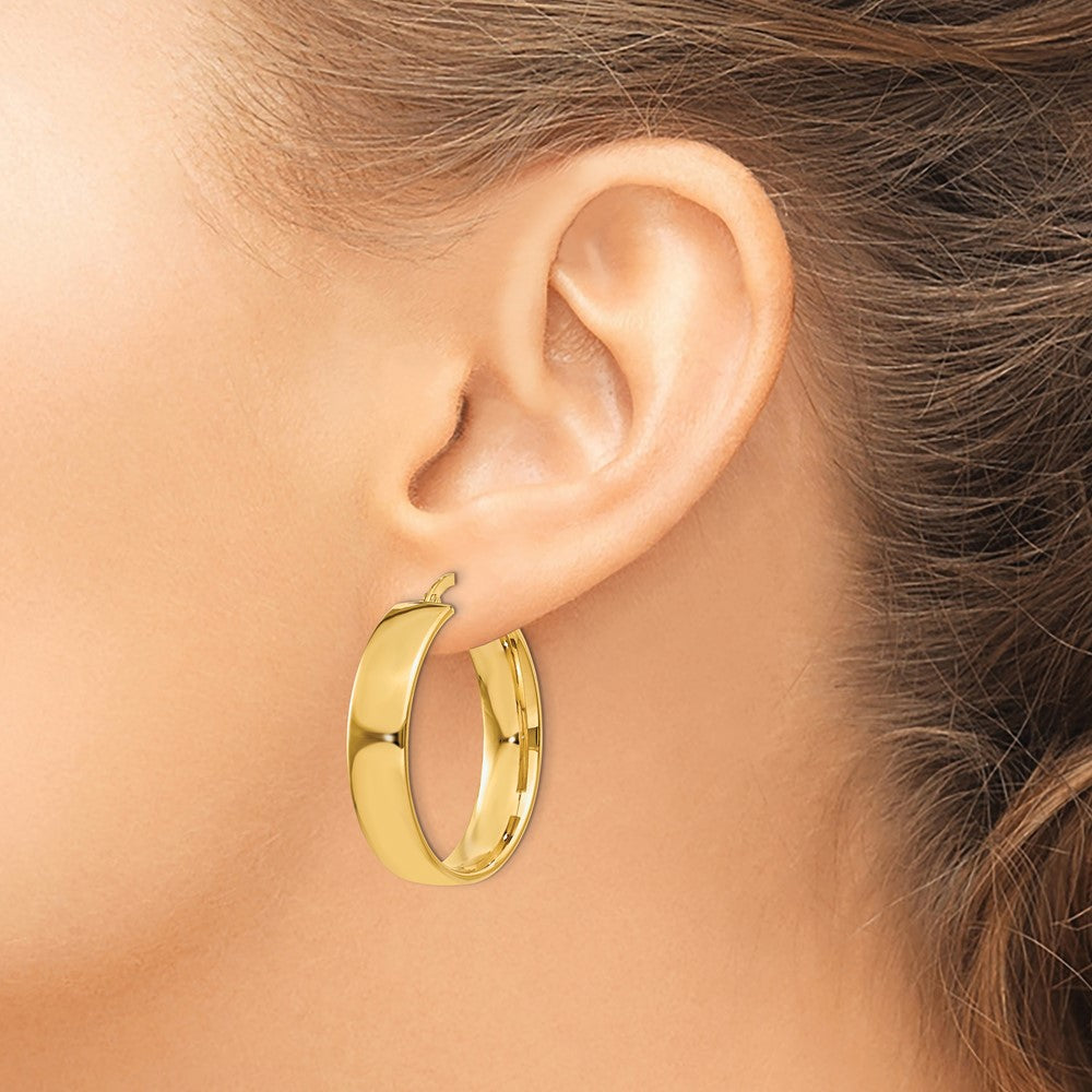 14K Yellow Gold 6.75mm Hoop Earrings