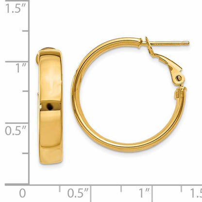 14K Yellow Gold 5mm Omega Back Hoop Earrings