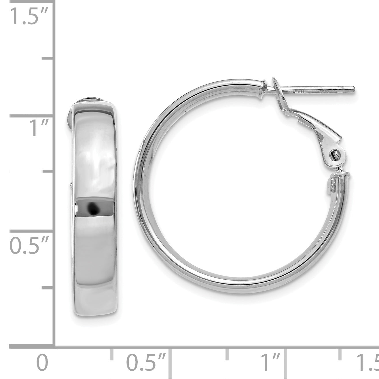 14K White Gold 5mm Omega Back Hoop Earrings