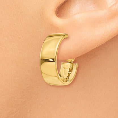 14K Yellow Gold Polished 6.75mm Omega Back Hoop Earrings