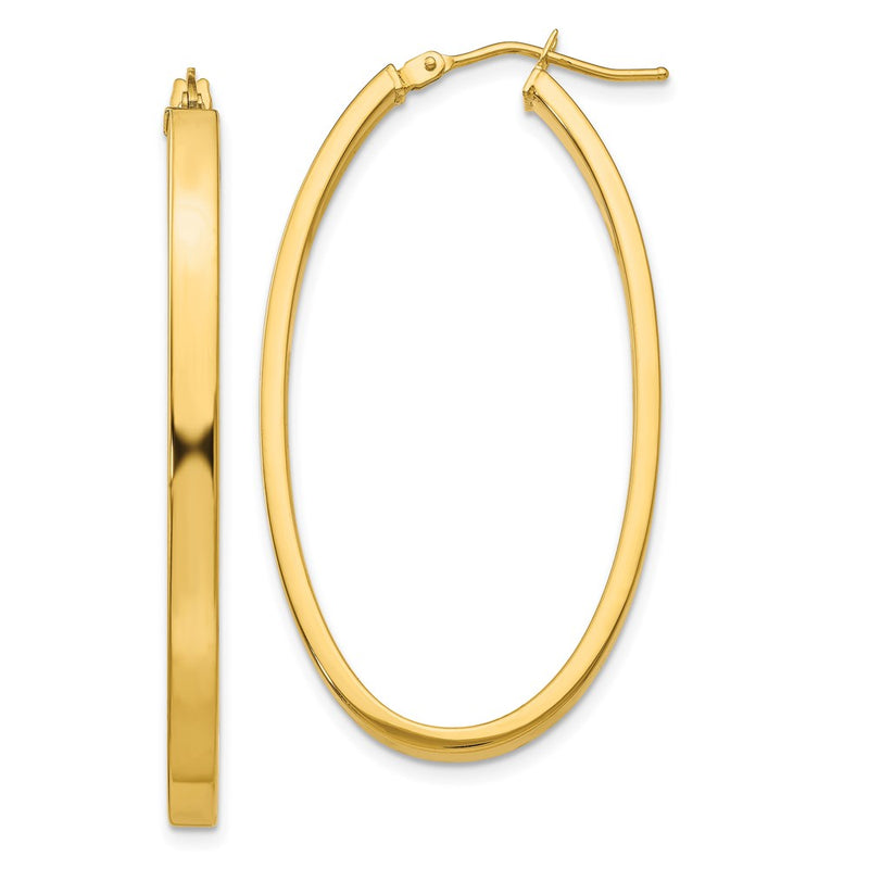 14K Yellow Gold 14Ky 3mm Polished Oval Hoop Earrings