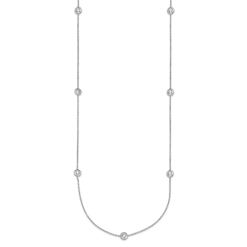 Platinum Herco Polished Bezel Set 7 Lab Grown Diamond Station 18 Inch Necklace