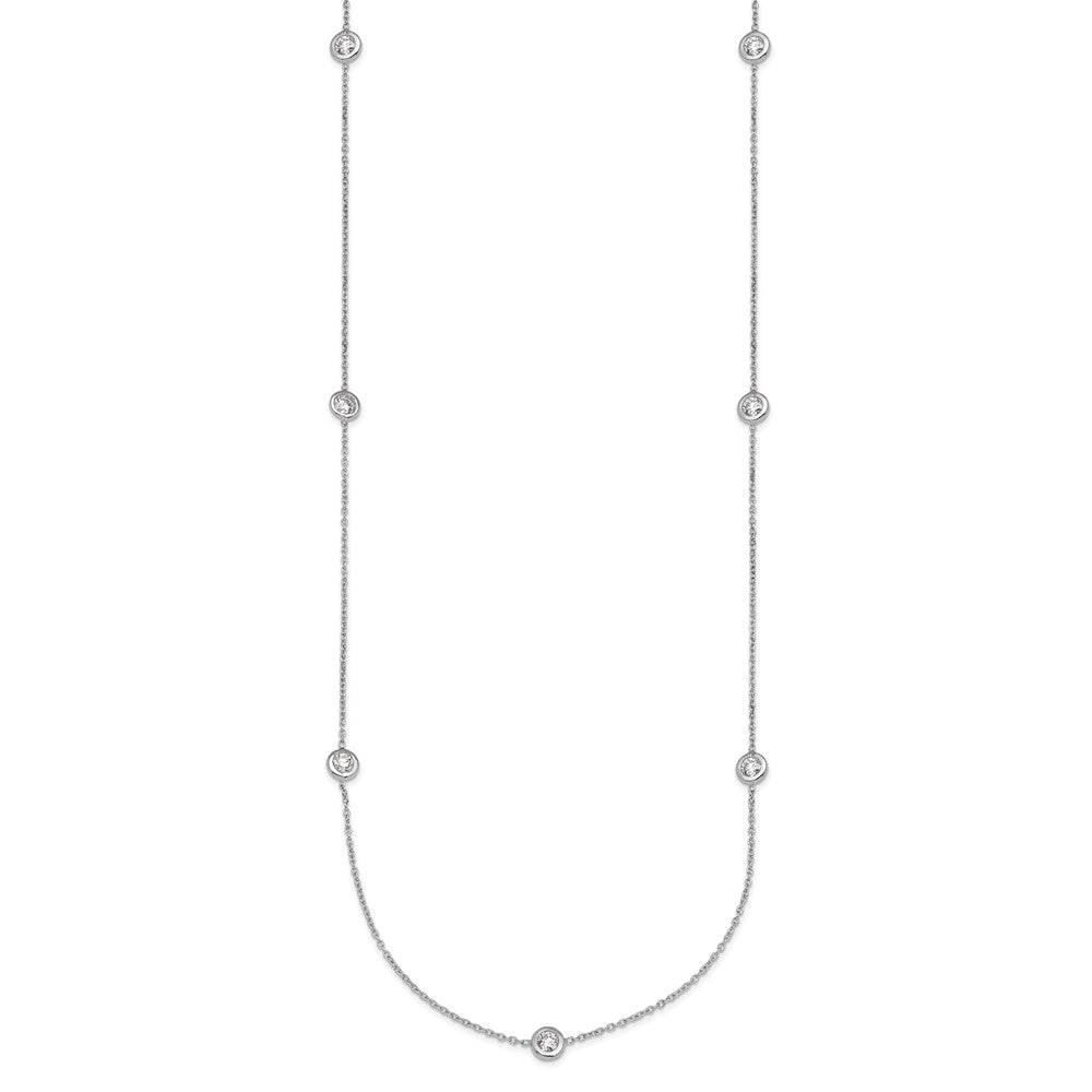 Platinum Herco Polished Bezel Set 9 Lab Grown Diamond Station 20 Inch Necklace