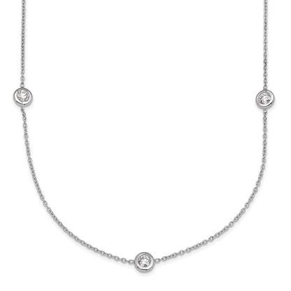 Platinum Herco Polished Bezel Set 9 Lab Grown Diamond Station 20 Inch Necklace