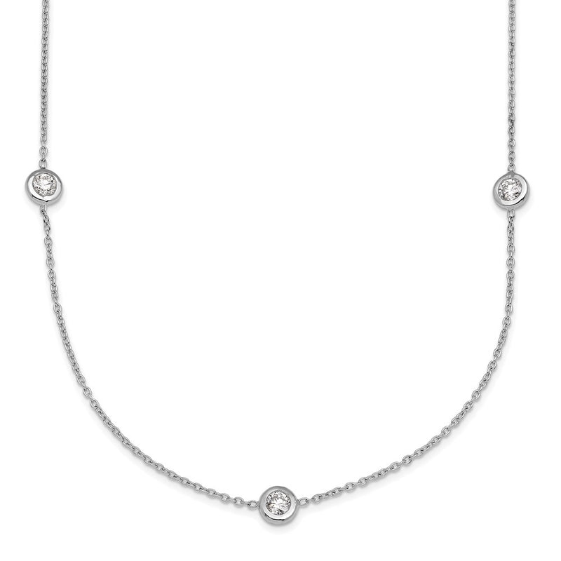 Platinum Herco Polished Bezel Set 9 Lab Grown Diamond Station 20 Inch Necklace