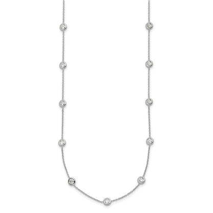 Platinum Herco Polished Bezel Set 14 Lab Grown Diamond Station 18 Inch Necklace