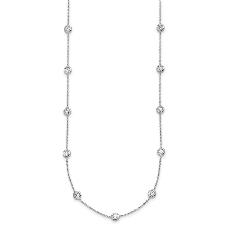 Platinum Herco Polished Bezel Set 16 Lab Grown Diamond Station 20 Inch Necklace