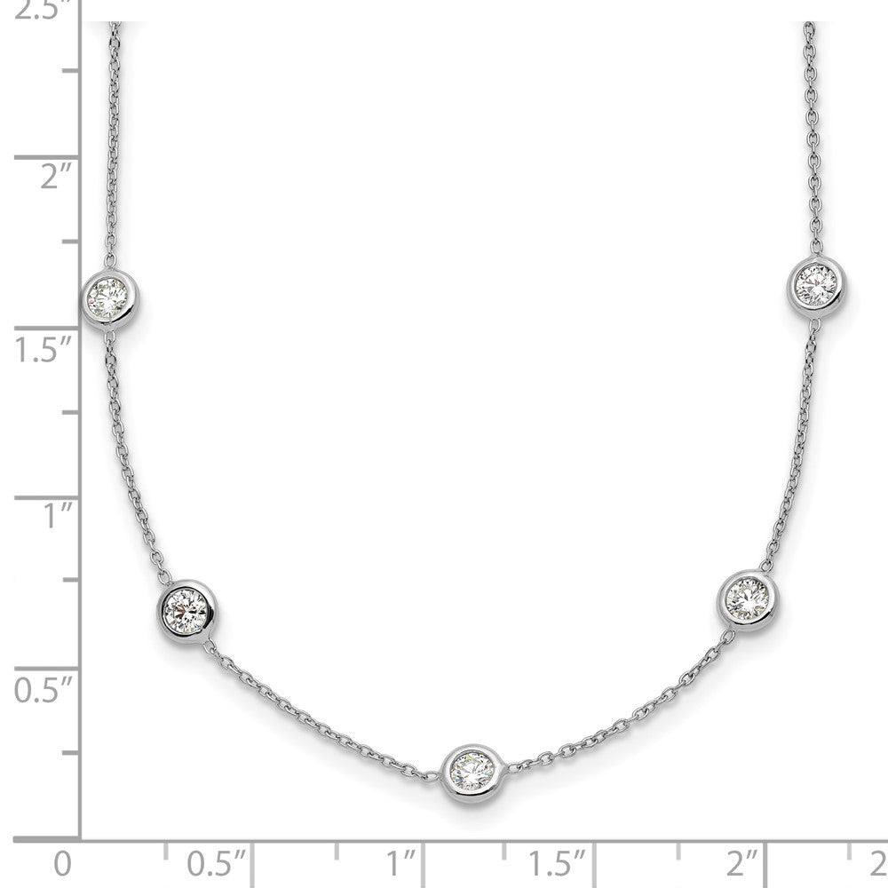 Platinum Herco Polished Bezel Set 14 Lab Grown Diamond Station 18 Inch Necklace
