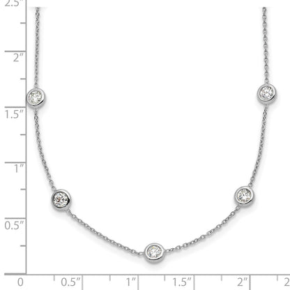 Platinum Herco Polished Bezel Set 14 Lab Grown Diamond Station 18 Inch Necklace