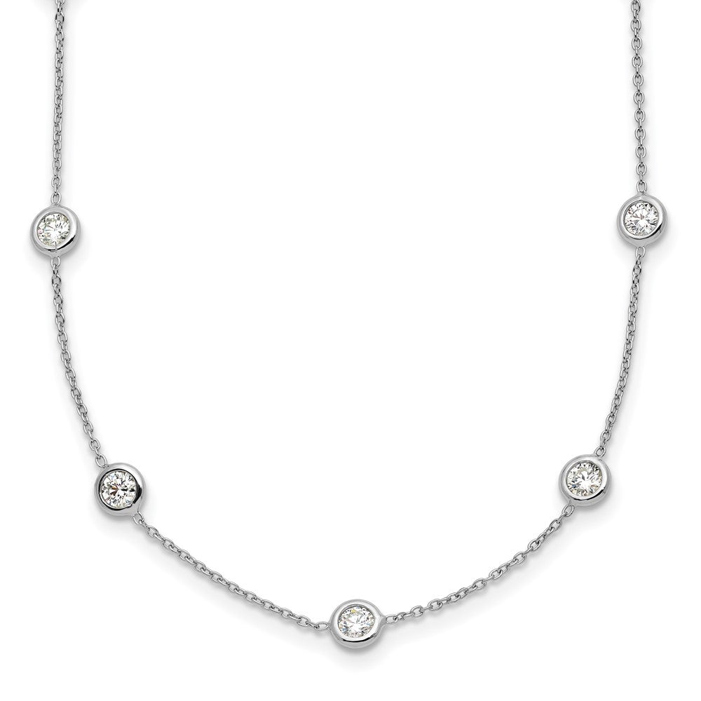 Platinum Herco Polished Bezel Set 14 Lab Grown Diamond Station 18 Inch Necklace