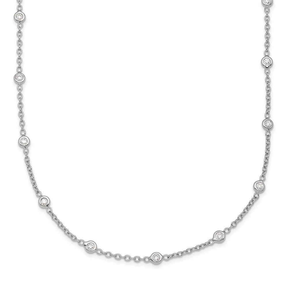 Platinum Herco Polished Bezel Set 28 Lab Grown Diamond Station 16 Inch Necklace
