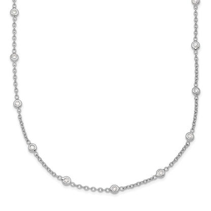 Platinum Herco Polished Bezel Set 30 Lab Grown Diamond Station 18 Inch Necklace