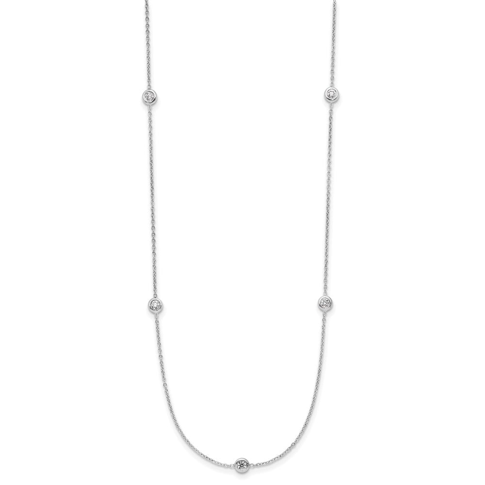 Platinum Herco Polished Bezel Set 7 Lab Grown Diamond Station 18 Inch Necklace