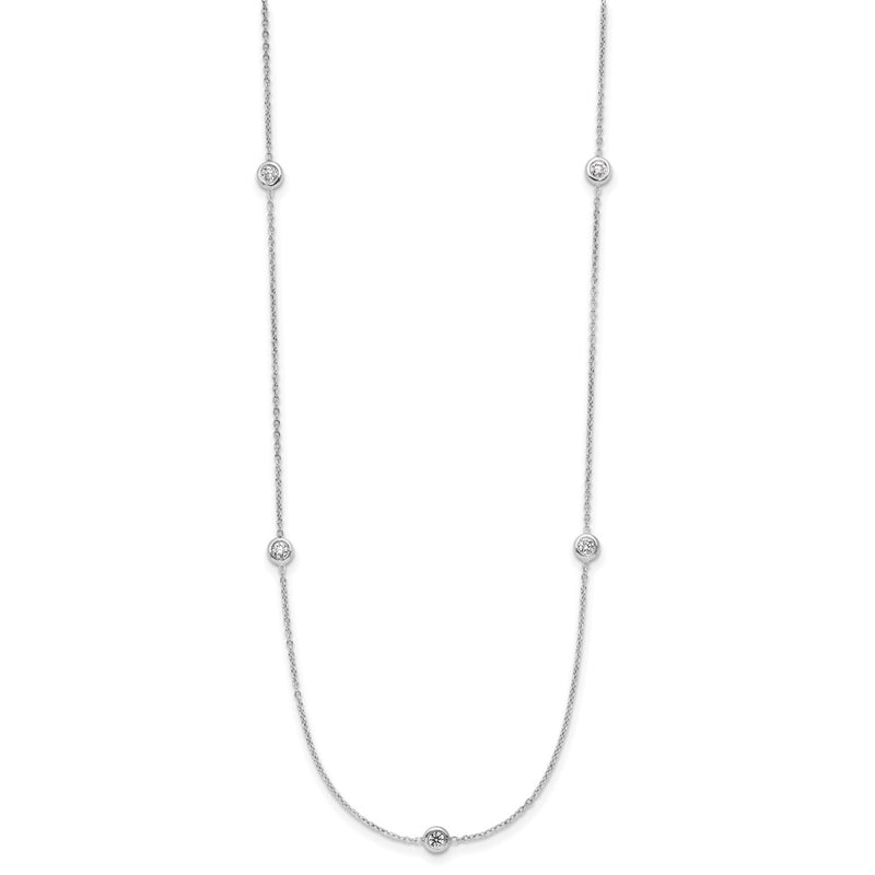 Platinum Herco Polished Bezel Set 7 Lab Grown Diamond Station 18 Inch Necklace