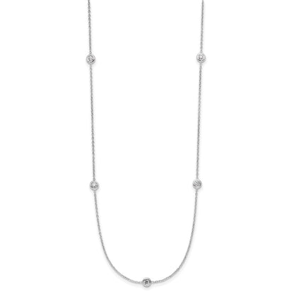 Platinum Herco Polished Bezel Set 9 Lab Grown Diamond Station 20 Inch Necklace