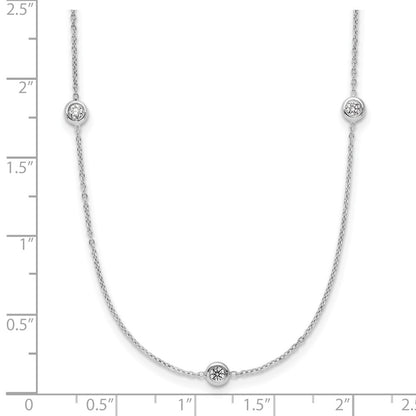 Platinum Herco Polished Bezel Set 9 Lab Grown Diamond Station 20 Inch Necklace