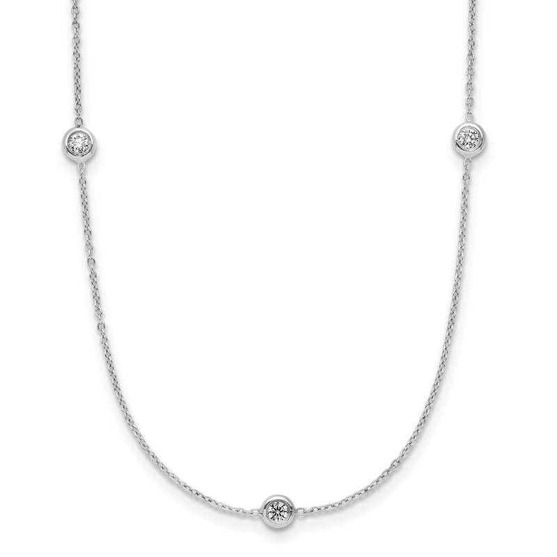 Platinum Herco Polished Bezel Set 7 Lab Grown Diamond Station 18 Inch Necklace