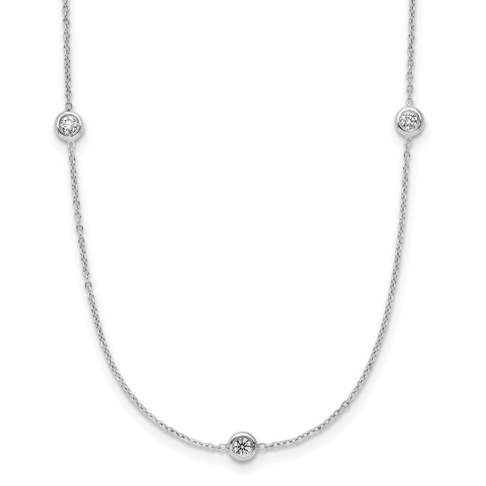 Platinum Herco Polished Bezel Set 9 Lab Grown Diamond Station 20 Inch Necklace