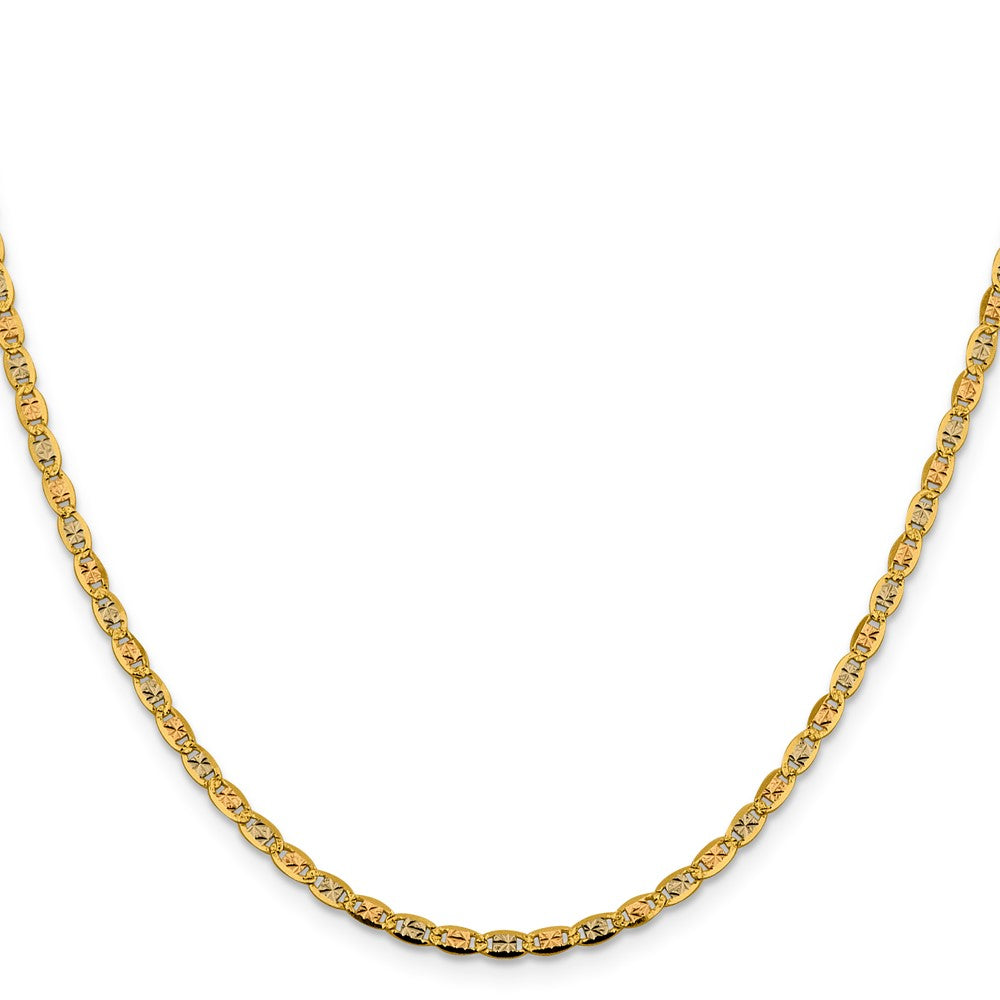 14K Tri-Color 2.75mm Pav Valentino With Lobster Clasp Chain Necklace