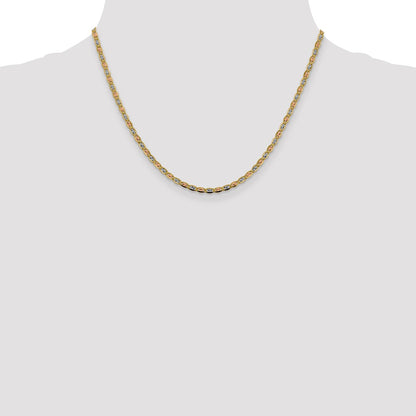 14K Tri-Color 2.75mm Pav Valentino With Lobster Clasp Chain Necklace