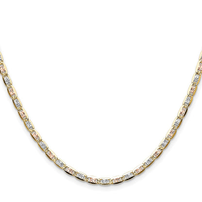 14K Tri-Color 3.2mm Gold Pav Valentino Chain Necklace
