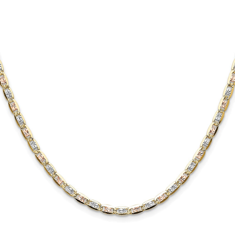 14K Tri-Color 3.2mm Gold Pav Valentino Chain Necklace