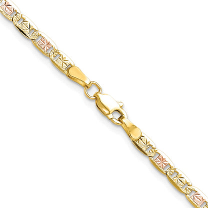 14K Tri-Color 3.2mm Gold Pav Valentino Chain Necklace