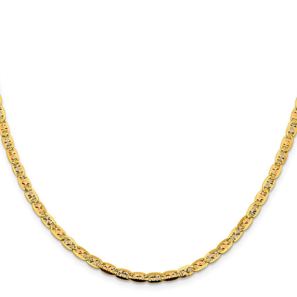 14K Tri-Color 3.8mm Pav Valentino With Lobster Clasp Chain Necklace