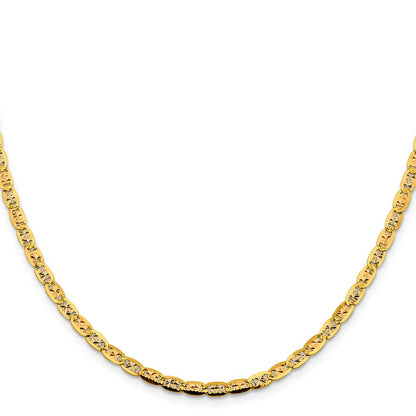 14K Tri-Color 3.8mm Pav Valentino With Lobster Clasp Chain Necklace