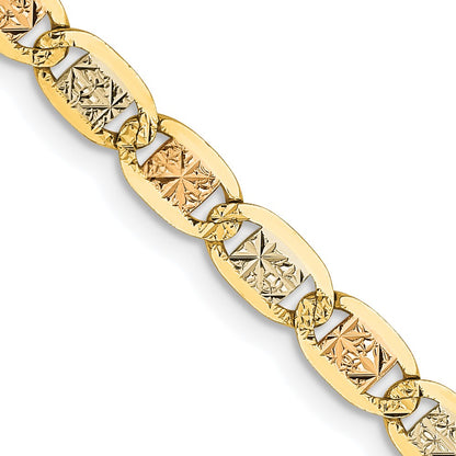 14K Tri-Color 3.8mm Pav Valentino With Lobster Clasp Chain Necklace