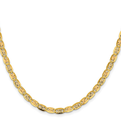 14K Tri-Color 4.65mm Pav Valentino With Lobster Clasp Chain Necklace